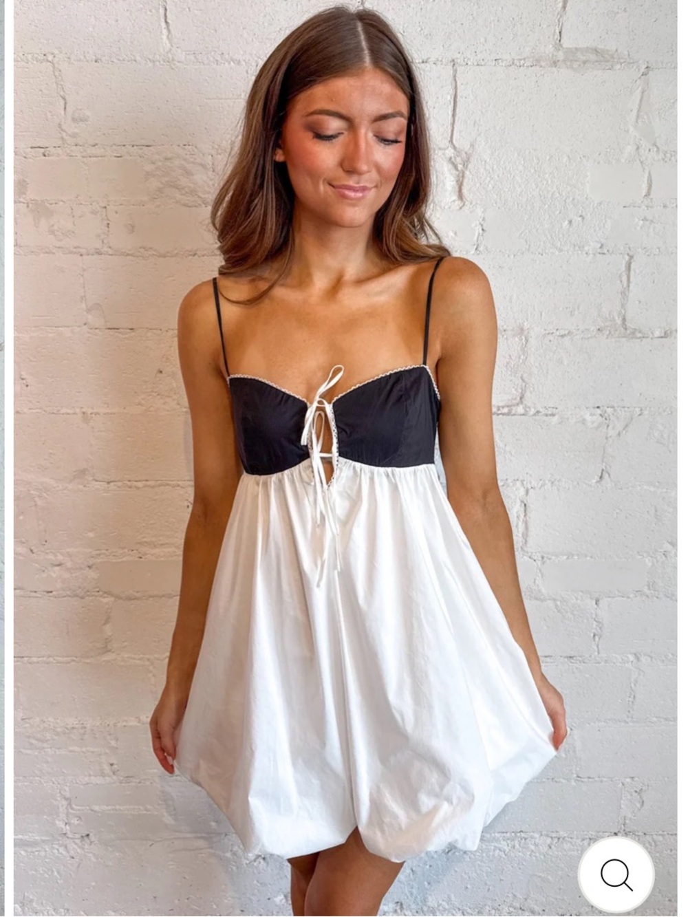 Adeline Nicolette Two-Tone Black & White Babydoll Chemise